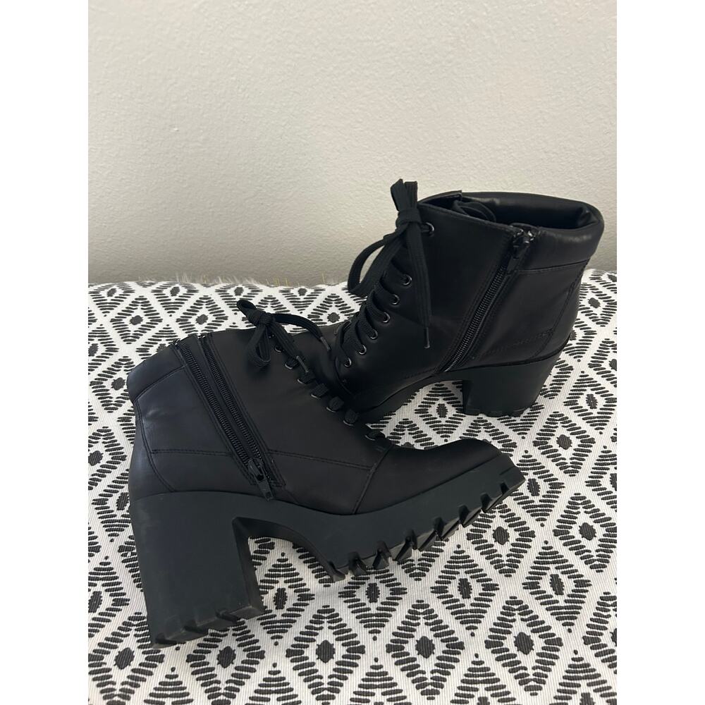 ABOUND BLACK CHUNKY COMBAT LACE UP BOOTS SIZE 8.5 - Picture 5 of 7
